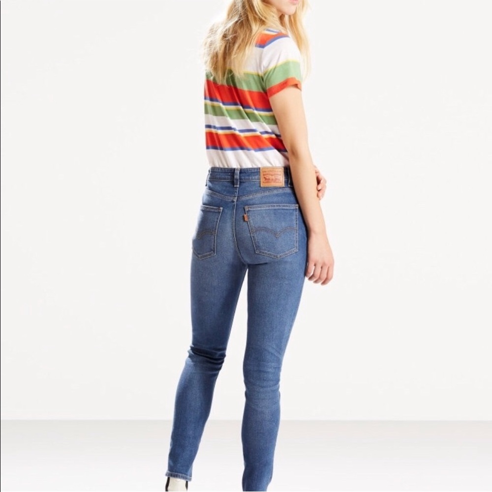 Levi's 721 Vintage High Rise Skinny Ankle Distressed Denim Jeans Blue Size 27 - Picture 16 of 16